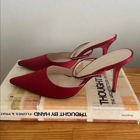 Reformation Satin Heeled Mules - Picture 3 of 8